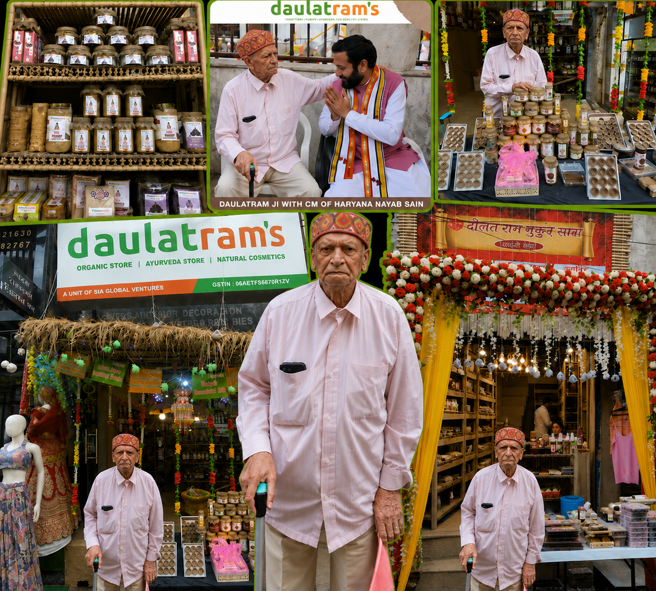 Daulatram's Karnal store and facility — Daulatram Ji with CM of Haryana Nayab Saini