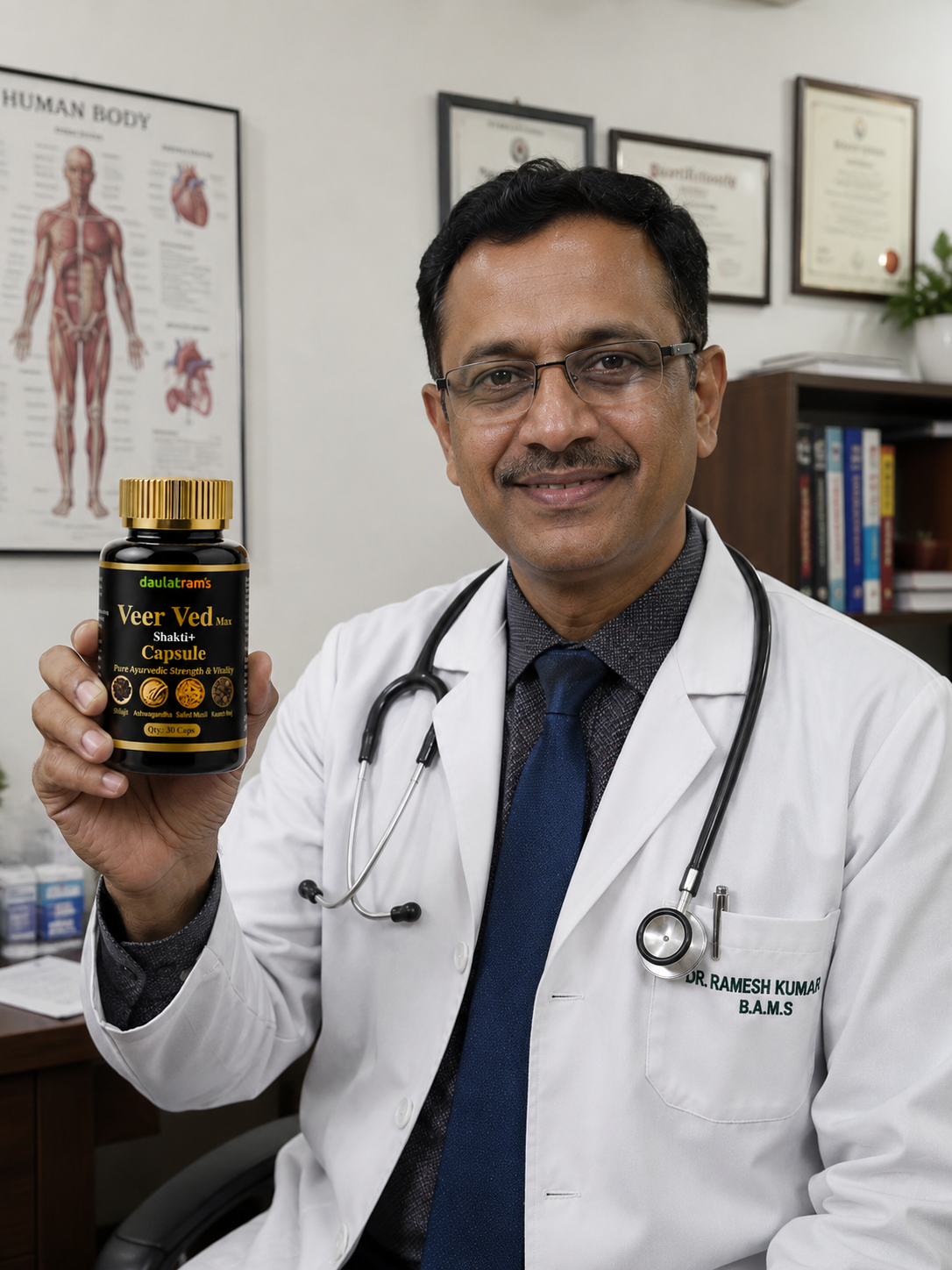 Dr. Ramesh Kumar, B.A.M.S — recommends Daulatram's Veer Ved Max Shakti+ Capsules